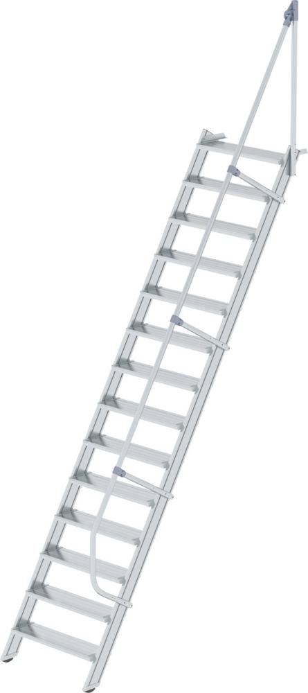 Alu-Treppe 60 Grad 14 Stufen B 800 mm lichte Höhe 3400 mm Ausladung 2161 mm Produktbild img1 L