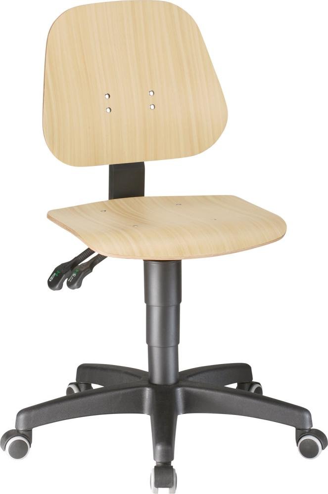 BIMOS Arbeitsstuhl Unitec 2 mit Rollen Sitzhöhe 440-620mm Holz Permanentkontakt Produktbild img1 L