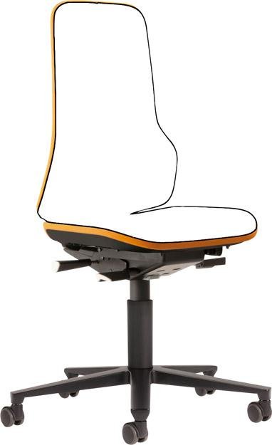 Bimos Arbeitsstuhl Neon orange,ohne Polster Sitzhöhe 450-620 mm mit Rollen Produktbild img1 L