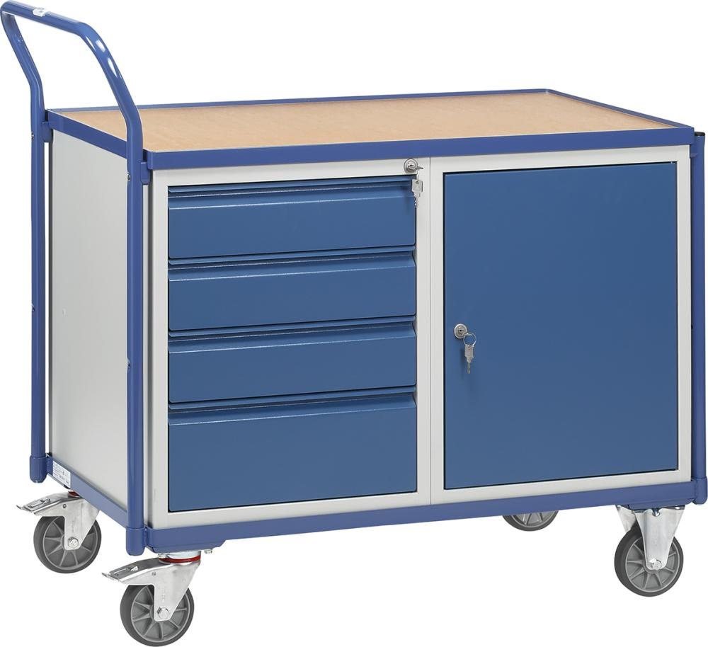 FETRA Tischwagen 2635 Tragkraft 300kg mit 4 Schubladen und Flügeltür H1000xø600mm Produktbild img1 L