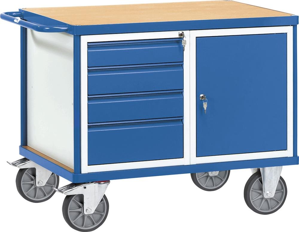 FETRA Werkstattwagen 2476 schwer Tragkraft 600kg mit 1 Schrank und 4 Schubladen H1050xø700mm Produktbild img1 L