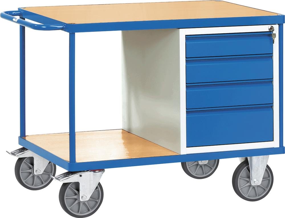 FETRA Werkstattwagen 2474 schwer Tragkraft 600kg mit 4 Schubladen und 2 Ladeflächen H1050xø700mm Produktbild img1 L
