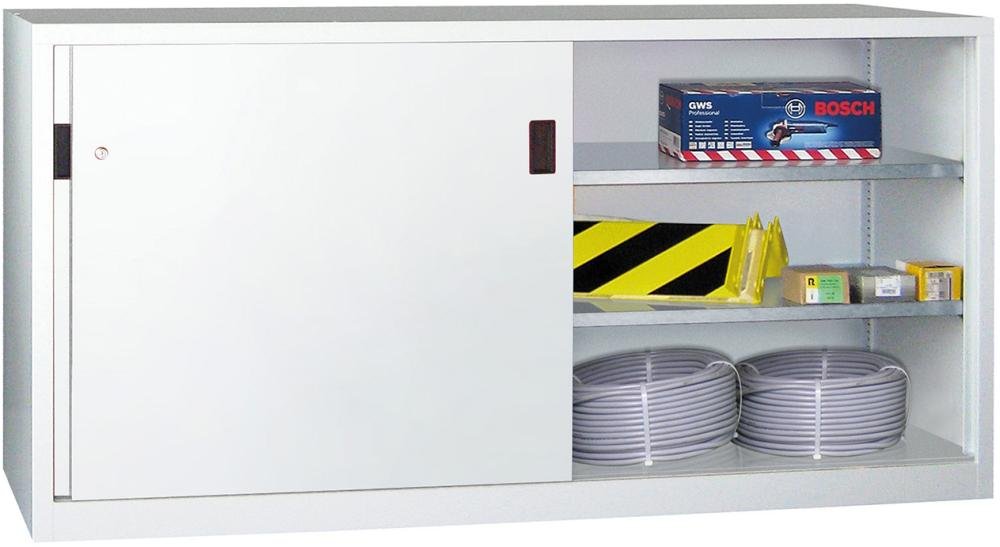 Schwerlastschiebetürenschrank  1000/400/2000 gepulvert RAL 7035/5012 Produktbild img1 L