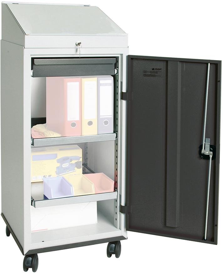 STUMPF Schrankpult S3000 1 Schublade 2 Wannenböden RAL7035/RAL7035 fahrbar Produktbild img1 L