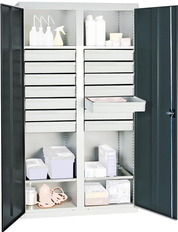 Werkzeugschrank S2000 RAL 7035/7016 4 Wannenböden 14 Schubladen 100mm Produktbild img1 L