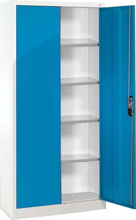 Büro-Flügeltürenschrank (RAL 7035/5012) mit 4 verstellbaren Einlegeböden Produktbild img1 L