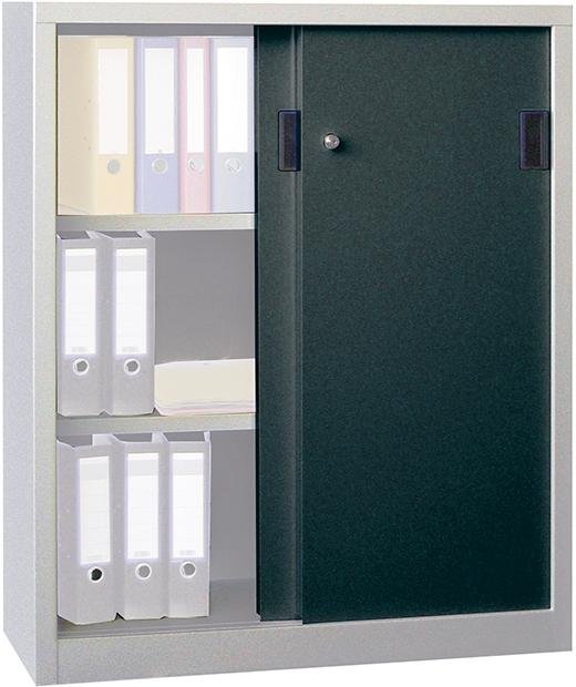 Schiebetürenschrank B1000xT400xH1200 mm 2 Böden verzinkt RAL 7035/7016 Produktbild img1 L