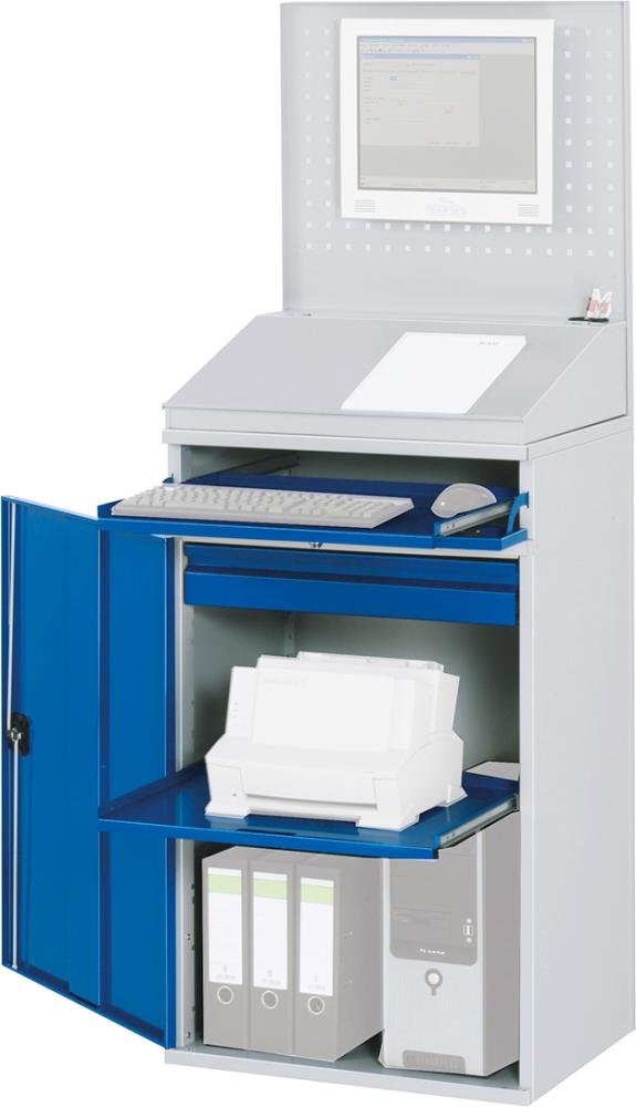 Computer-Schrank B650xT520xH1770 mm RAL 7035/5010 stationär Gehäuse offen Produktbild img1 L