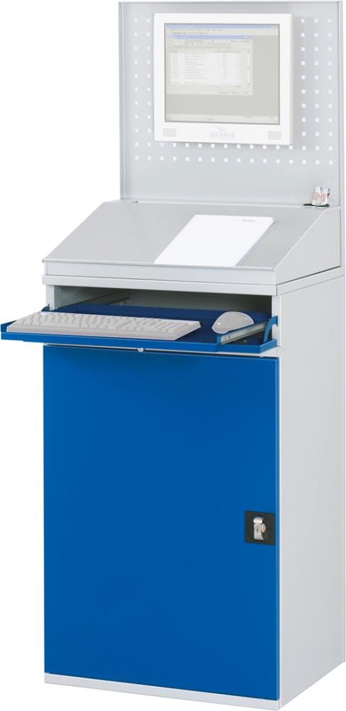Computer-Schrank B650xT520xH1770 mm RAL 7035/5010 stationär Gehäuse offen Produktbild img2 L