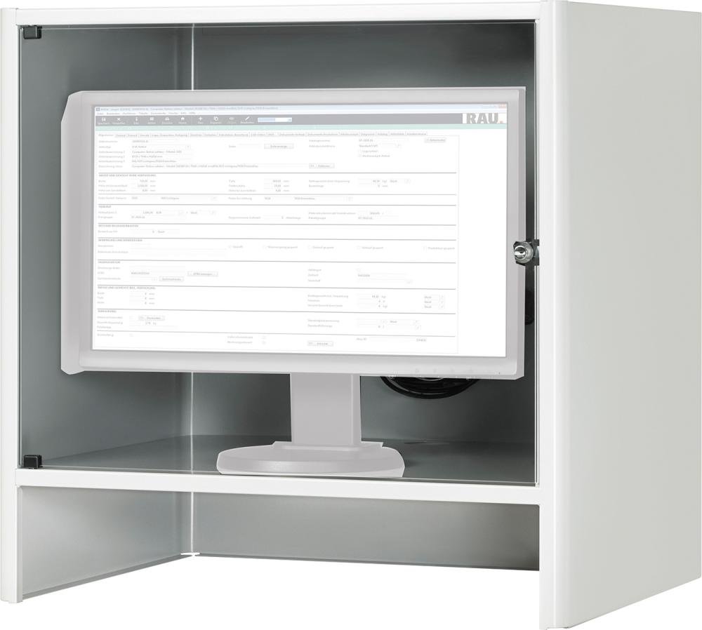 RAU. Monitorgehäuse abschließbar 720x550x710mm RAL7035/5010 Produktbild img2 L