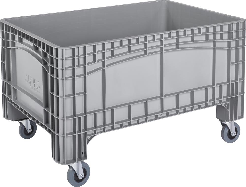 Großbehälter PE fahrbar B1200xT800xH730 mm grau Volumen 354 l Boden/Wände geschlossen Produktbild img1 L