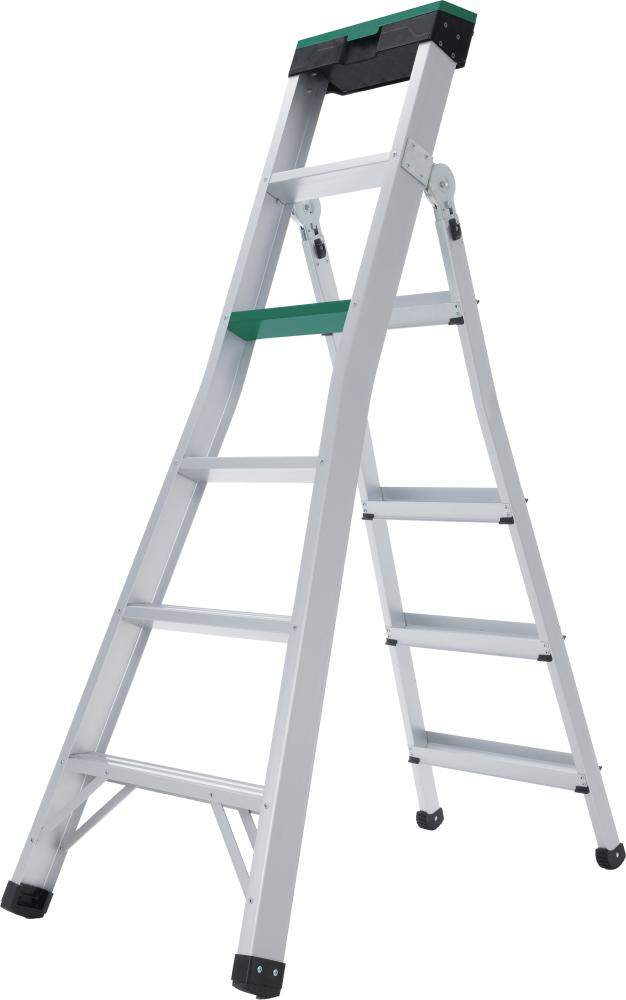 FORTIS 2-in-1 Sprossen- Steh-/Anlegeleiter m. Werkzeugk. Alu 5 Sprossen Höhe 1,80m/Höhe 2,95m Produktbild img1 L