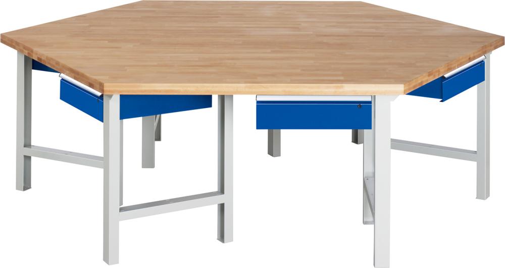 RAU. Gruppenwerkbank Modell 401 2700x2340x790mm 6 Schubladen höhenverstellbar Produktbild img1 L