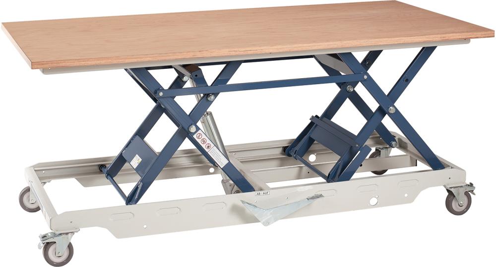 BECK Hubtisch 2000x1000x30mm höhenverstellbar 430-1040mm 350kg mit Buche-Multiplexplatte Produktbild img1 L