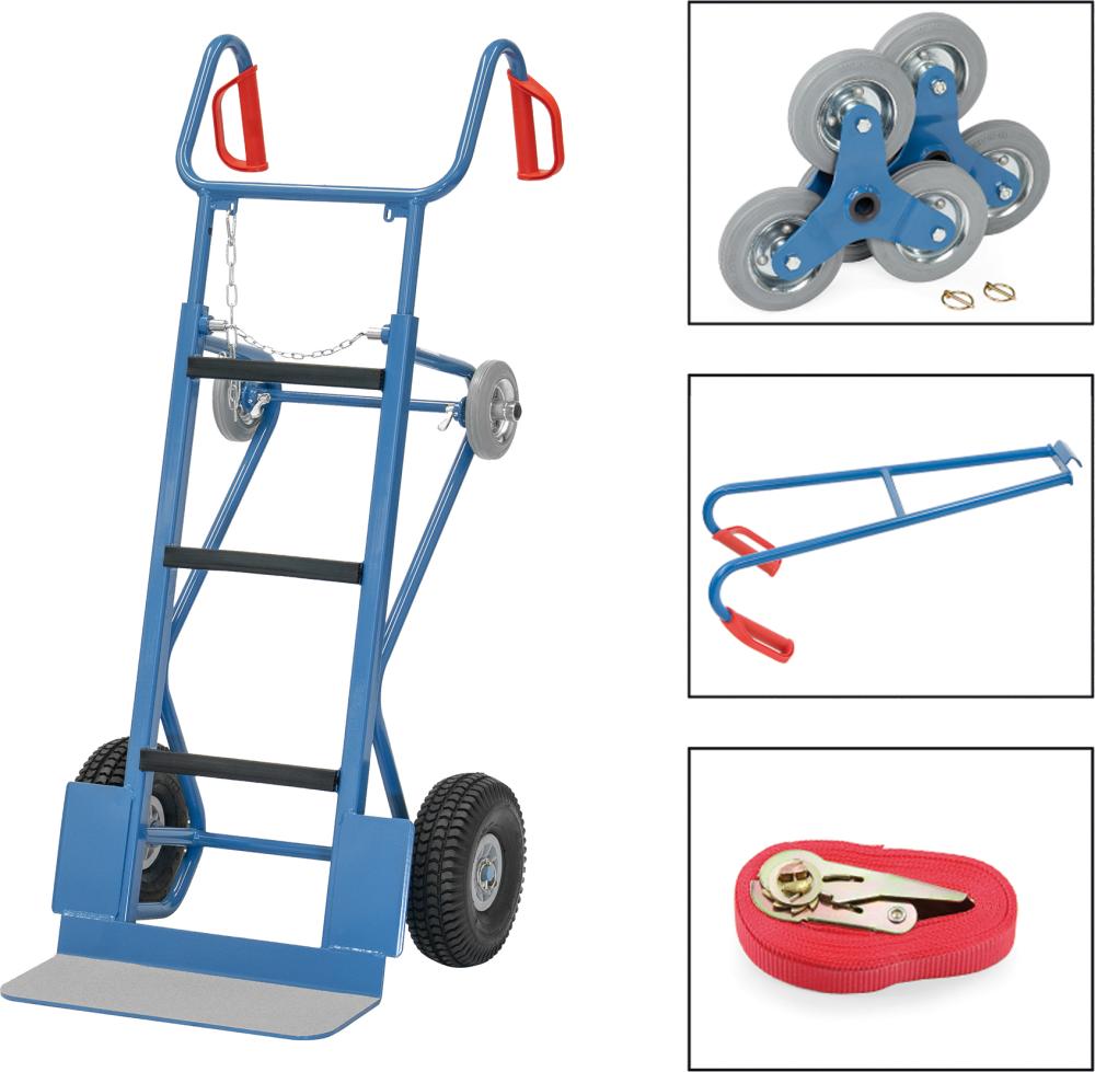 FETRA Gerätekarre 11050 Tragkraft 400kg mit Luftreifen Treppensternen Tragarmen und Spanngurt Produktbild img1 L