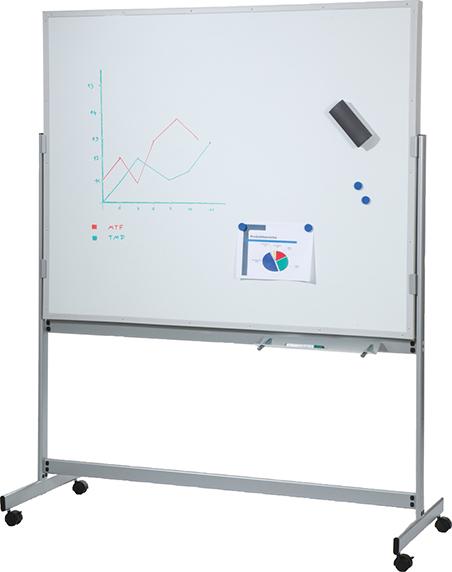 Fahrbare Planungstafel mit Whiteboard mit Ablageschale für Stifte/Schwamm B1550xH1945mm grau Produktbild img3 L