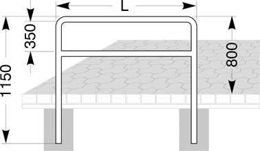 Fahrrad-Anlehnbügel Edelstahl, L 1000 mm zum Aufdübeln mit Querholm Produktbild img2 L