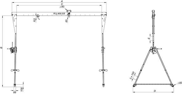 Alu-Portalkran RKPK-2 fahrbar / klappbar 500kg Produktbild img2 L