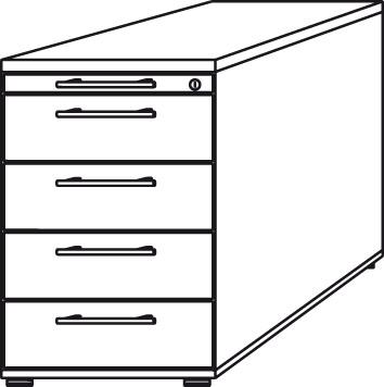 Standcontainer, 4 Schübe, RE Kunststoff-Griffe Produktbild img4 L