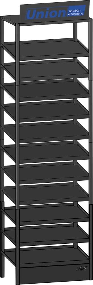 UNION C-Teile Modulturm2 11 Böden schräg RAL 7016 UNION Beschriftungsschild Produktbild img1 L