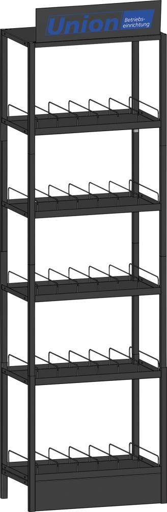 UNION C-Teile Modulturm 45 Böden für Dosen 6-fach, RAL 7016 UNION Beschriftungsschild Produktbild img1 L