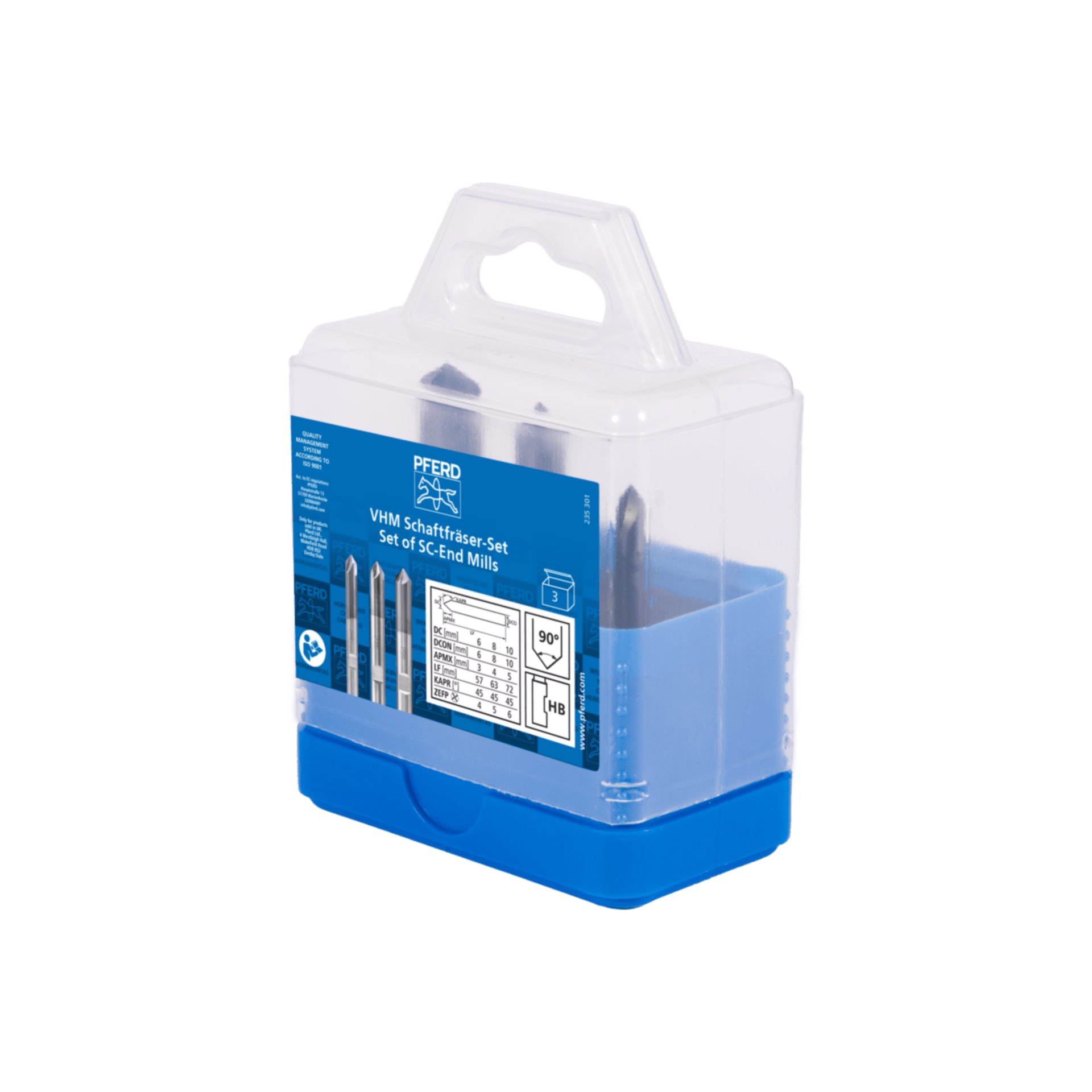 PFERD TOOLS VHM Entgratfräser Set 3-tlg. ⌀ 6/8/10 mm 90° TiAlN Schaft HB Universal Line Anfasen Entgraten Produktbild img2 L