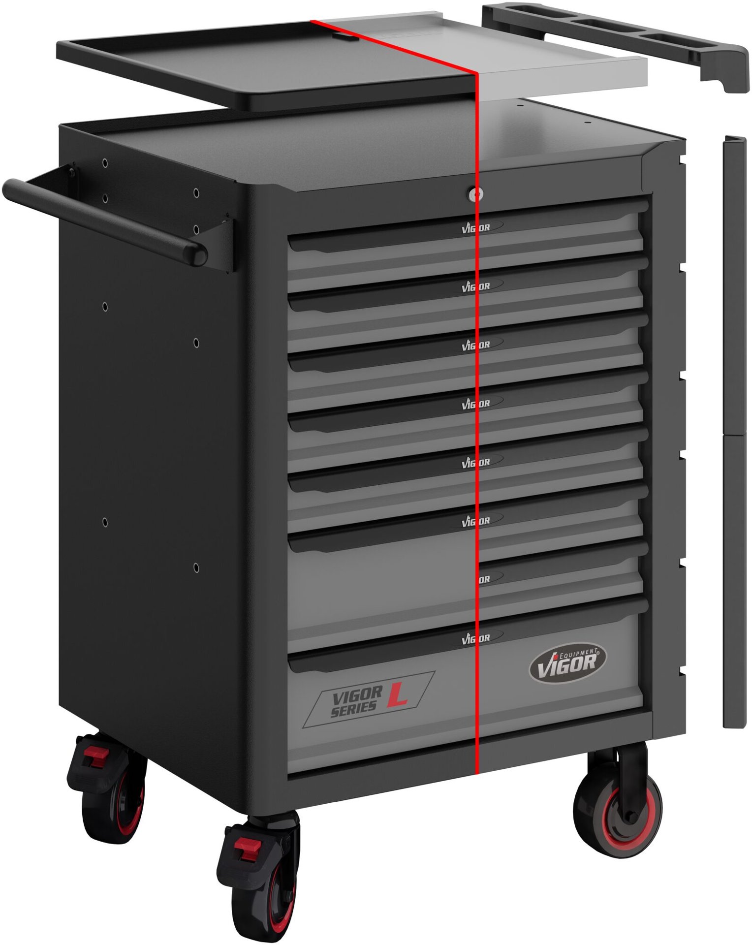 VIGOR Werkstattwagen Series&nbsp;L ∙ leer ∙ V1901 ∙ L x B x H: 723 mm x 459 mm x 1002 mm Produktbild img10 L