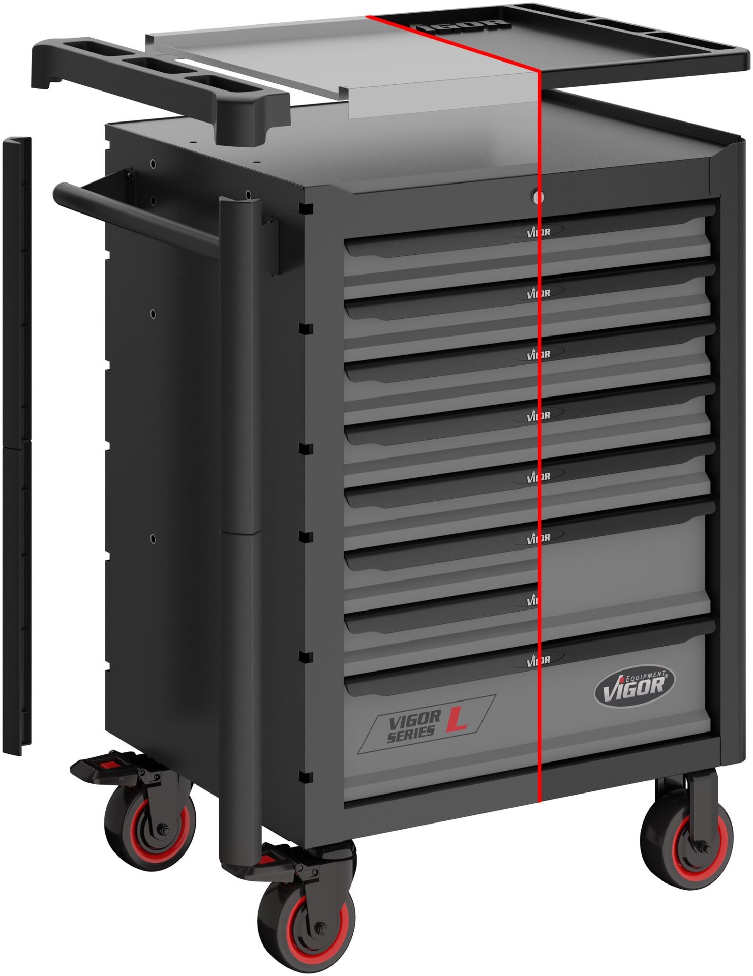 VIGOR Werkstattwagen Series&nbsp;L ∙ leer ∙ V1901 ∙ L x B x H: 723 mm x 459 mm x 1002 mm Produktbild img11 L