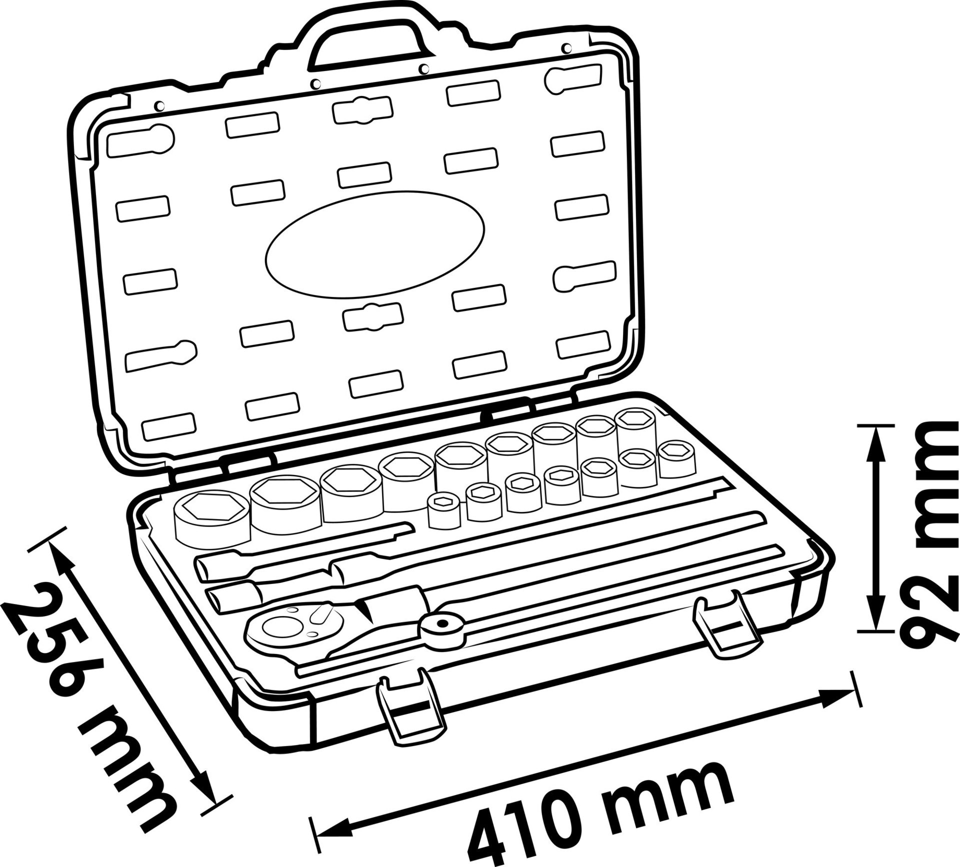 VIGOR Steckschlüssel Satz ∙ V2460N ∙ 1/2 Zoll (12,5 mm) Vierkant hohl ∙ Außen Sechskant Profil ∙ 25-teilig ∙ 10 – 32 ∙ Anzahl Werkzeuge: 25 Produktbild img11 L