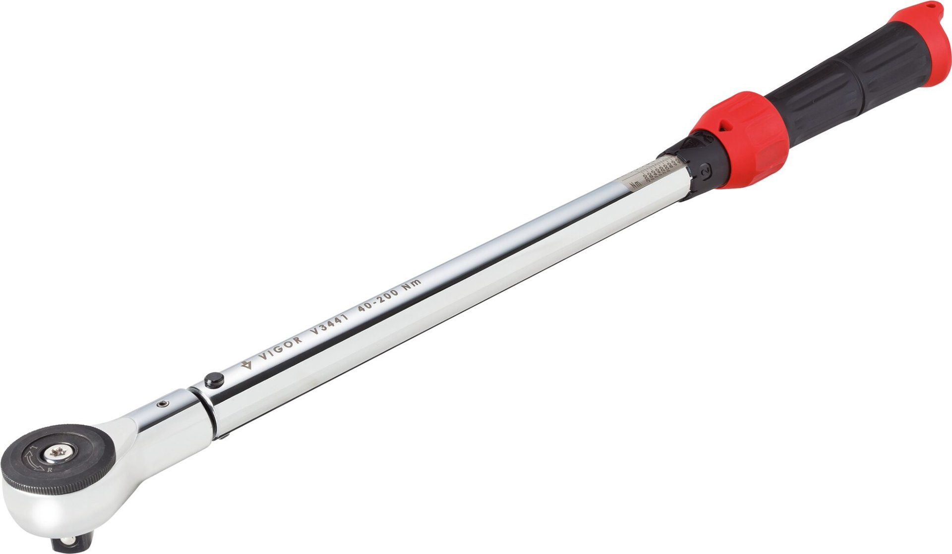 VIGOR Drehmomentschlüssel ∙ V3441 ∙ Drehmomentbereich min-max: 40 – 200 Nm ∙ Genauigkeit: 4% ∙ 1/2 Zoll (12,5 mm) Vierkant massiv ∙ 540 mm Produktbild img1 L