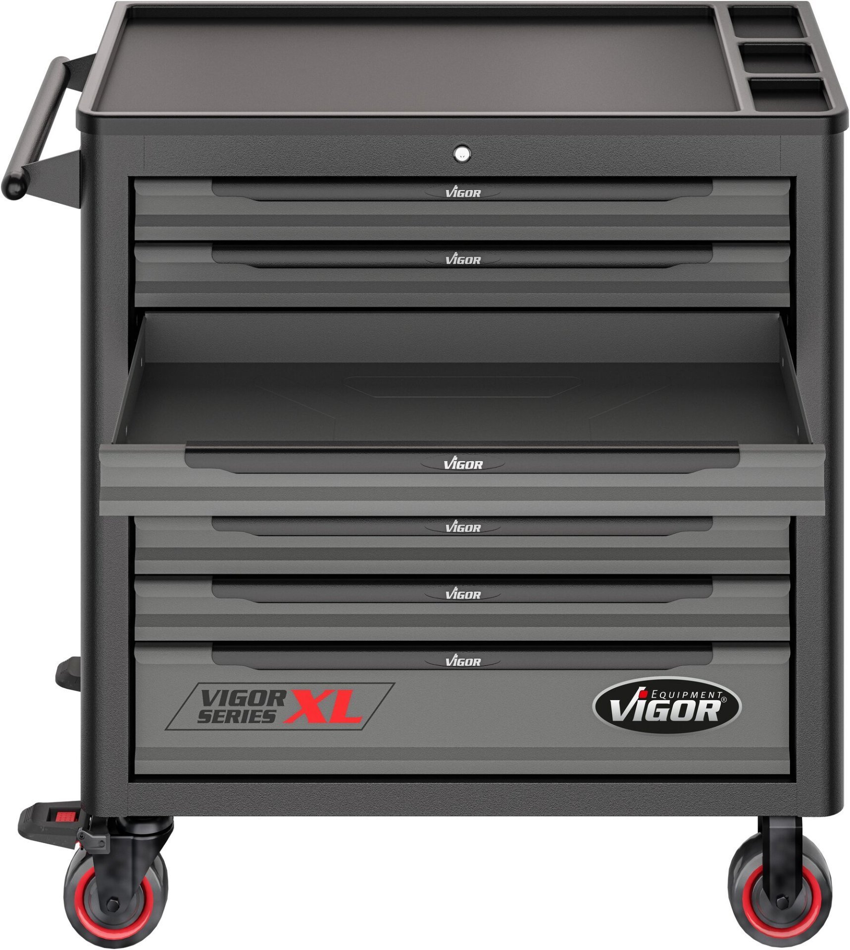 VIGOR Werkstattwagen Series&nbsp;XL ∙ Kunststoff-Arbeitsplatte ∙ mit Sortiment ∙ V5434 ∙ 499-teilig ∙ Anzahl Werkzeuge: 499 Produktbild img4 L