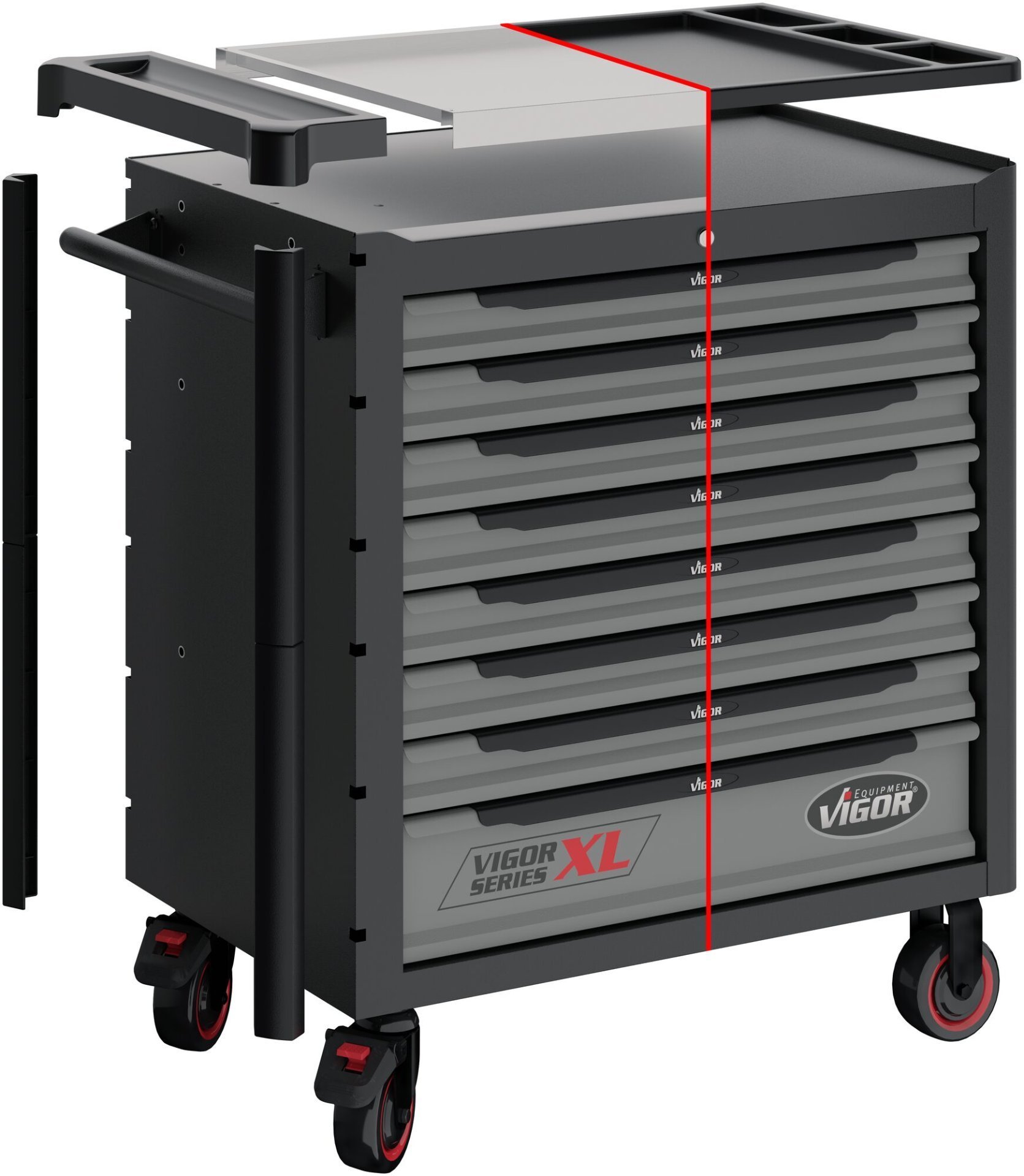 VIGOR Werkstattwagen Series&nbsp;XL ∙ Kunststoff-Arbeitsplatte ∙ mit Sortiment ∙ V5434 ∙ 499-teilig ∙ Anzahl Werkzeuge: 499 Produktbild img20 L