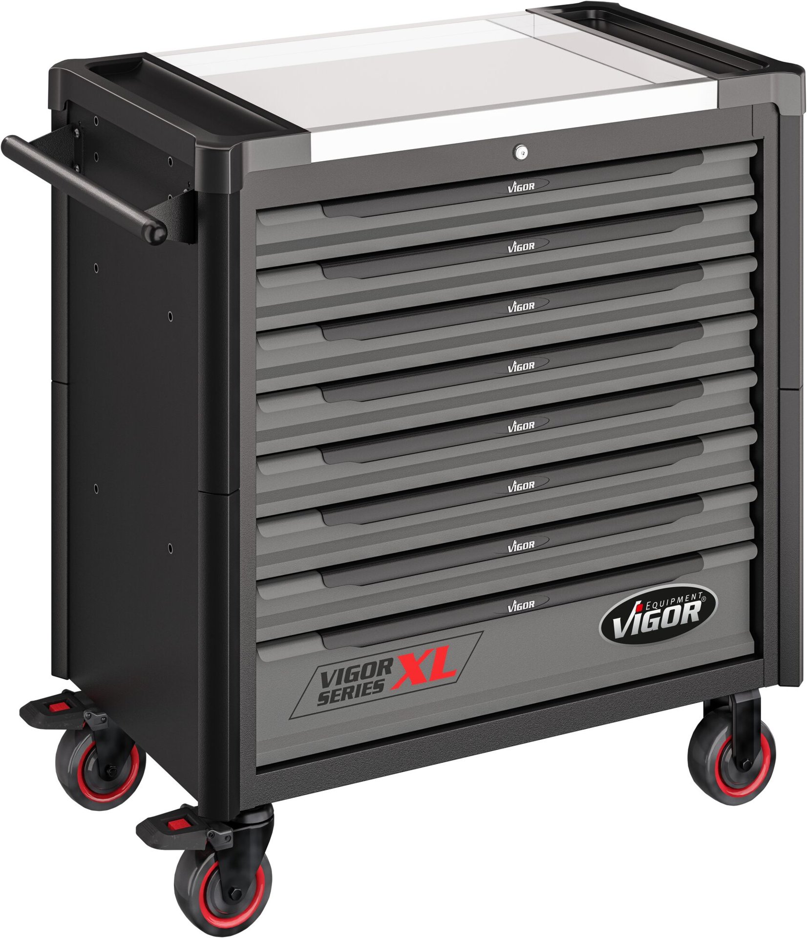 VIGOR Werkstattwagen Series XL ∙ Edelstahl-Arbeitsplatte ∙ leer ∙ V4481-X ∙ L x B x H: 949 mm x 523 mm x 1017 mm Produktbild img1 L