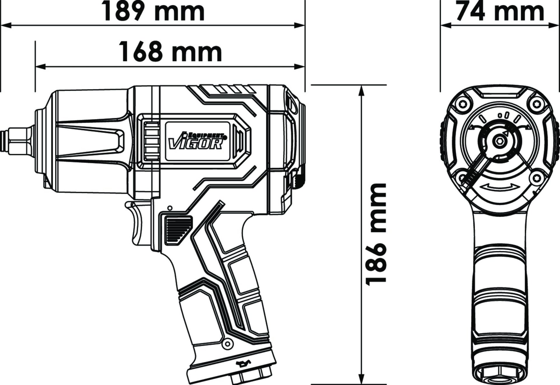 VIGOR Schlagschrauber ∙ V4801 ∙ Lösemoment maximal [Nm]: 1800 Nm ∙ 1/2 Zoll (12,5 mm) Vierkant massiv Produktbild img7 L