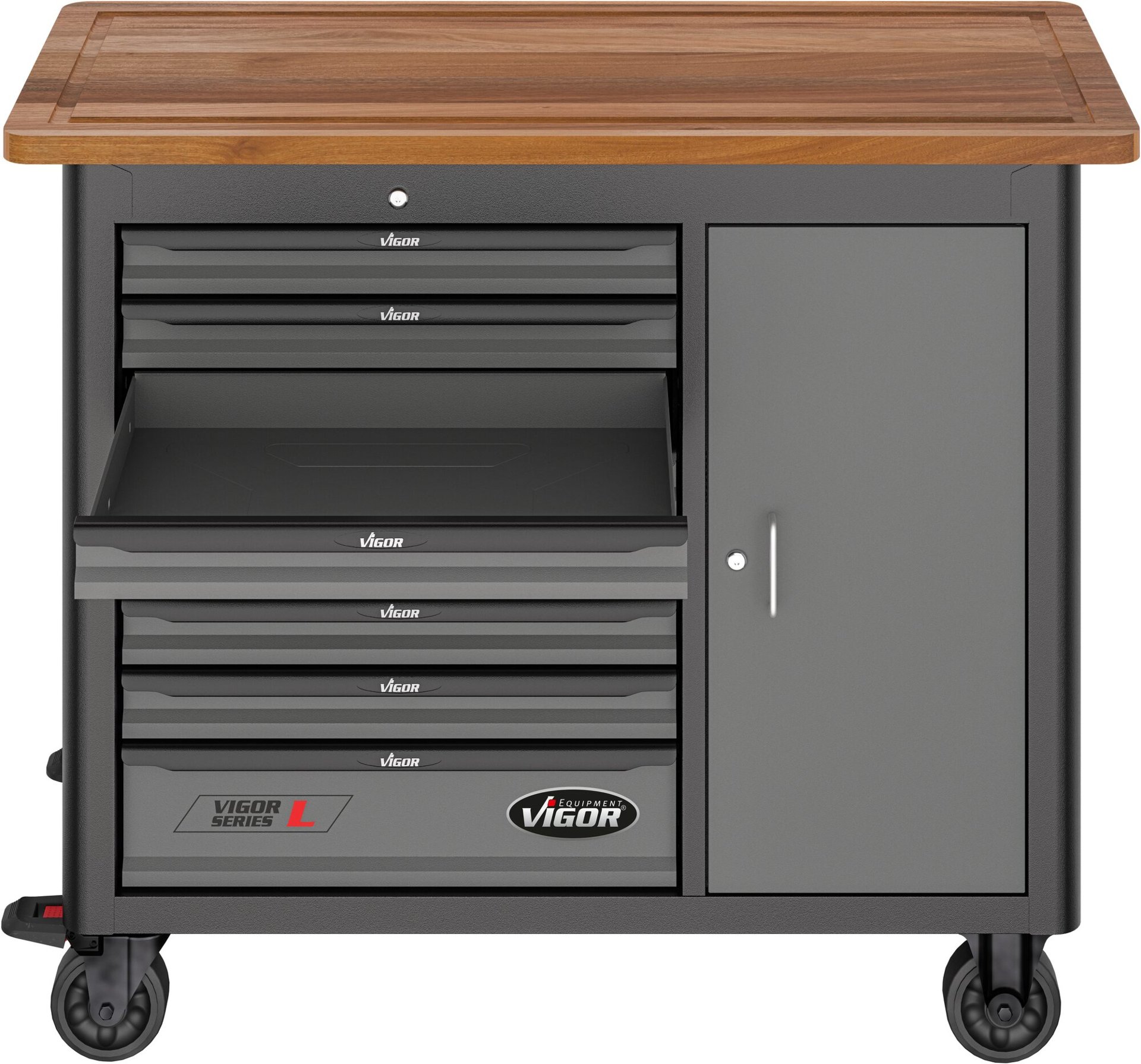 VIGOR Mobile Werkbank Series L ∙ leer ∙ V4813 ∙ L x B x H: 1091 mm x 481 mm x 1018 mm Produktbild img21 L
