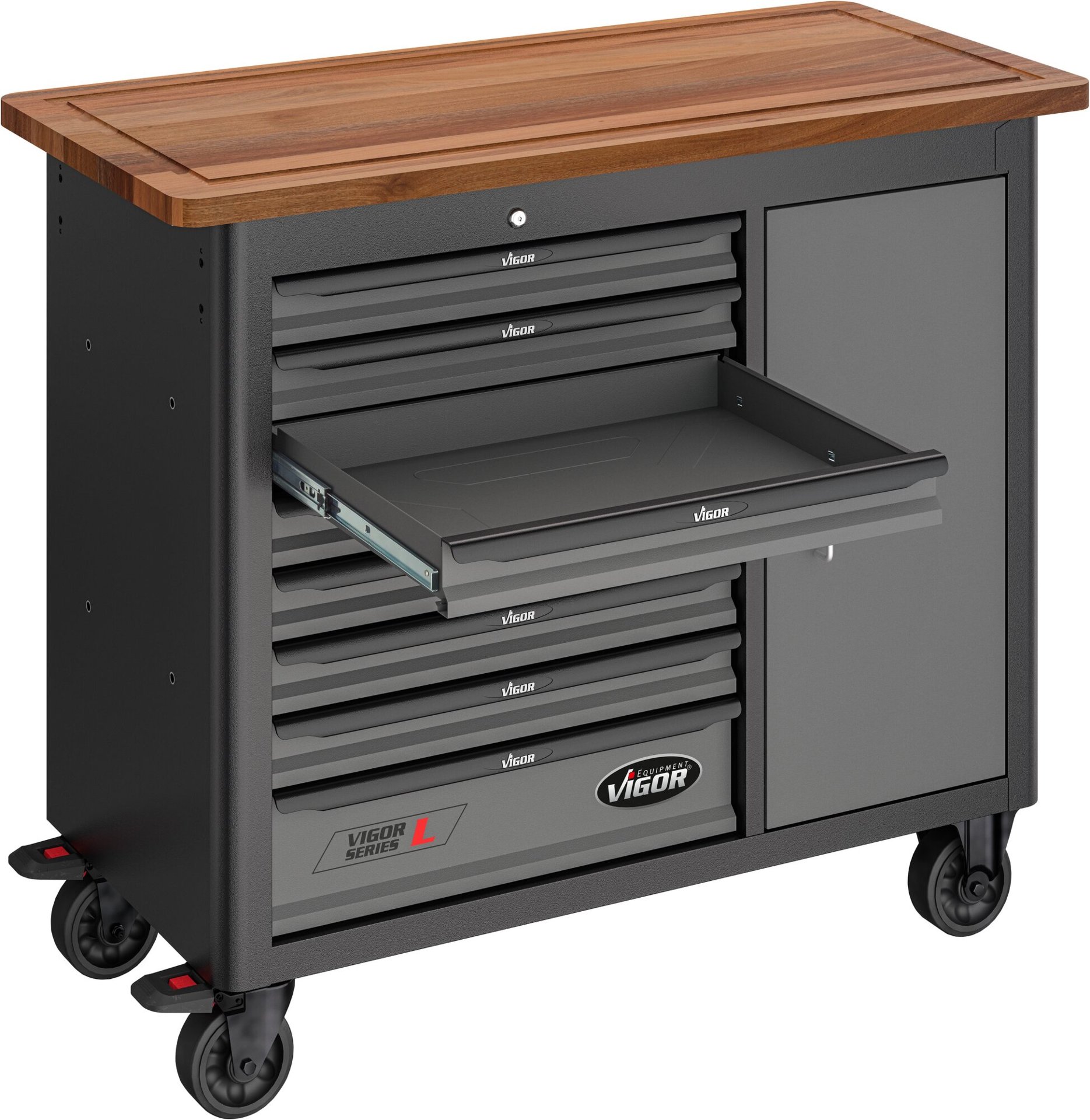 VIGOR Mobile Werkbank Series L ∙ leer ∙ V4813 ∙ L x B x H: 1091 mm x 481 mm x 1018 mm Produktbild img22 L