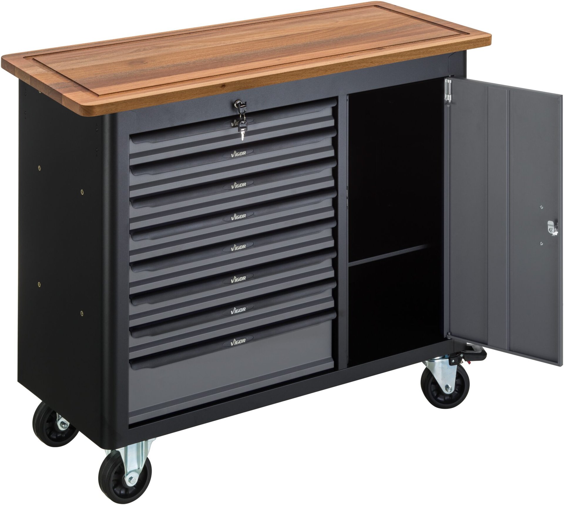 VIGOR Mobile Werkbank Series L ∙ leer ∙ V4813 ∙ L x B x H: 1091 mm x 481 mm x 1018 mm Produktbild img9 L
