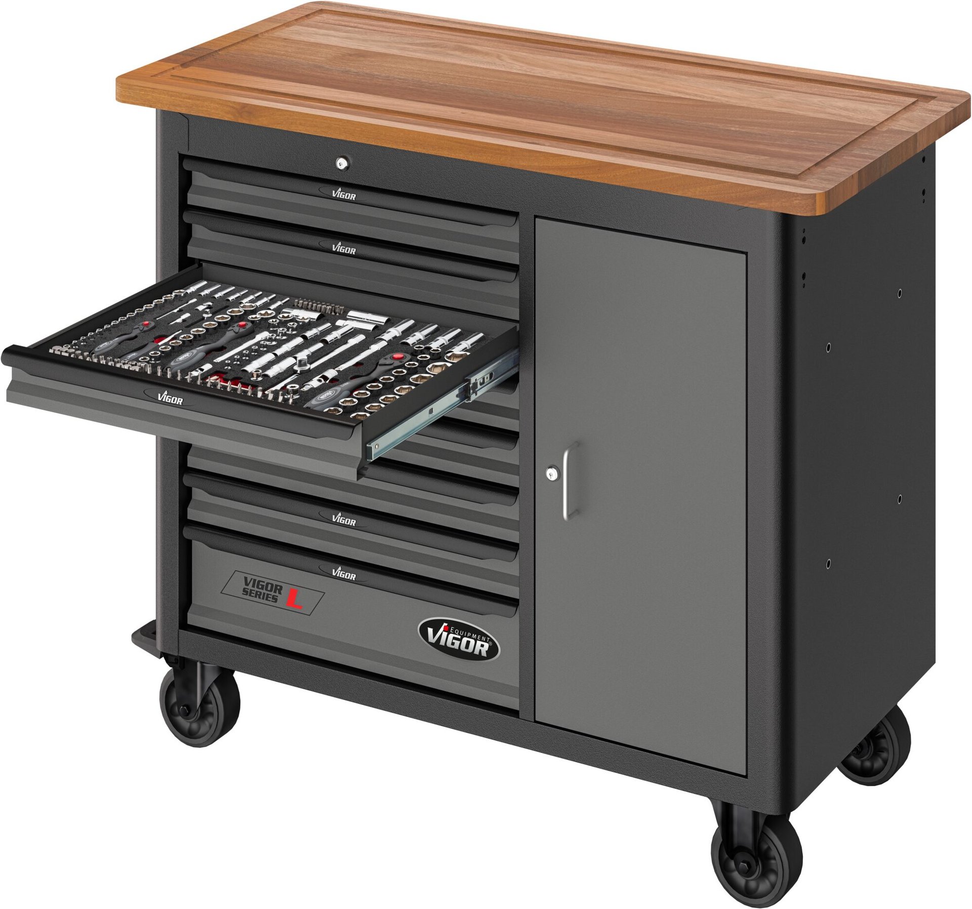 VIGOR Mobile Werkbank Series L ∙ leer ∙ V4813 ∙ L x B x H: 1091 mm x 481 mm x 1018 mm Produktbild img19 L