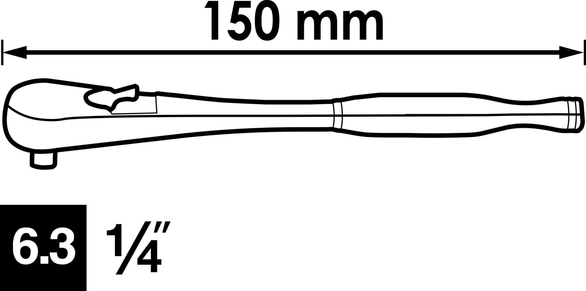 VIGOR Feinzahn-Umschaltknarre ∙ Standard ∙ V4944-S ∙ 1/4 Zoll (6,3 mm) Vierkant massiv ∙ 150 mm Produktbild img7 L