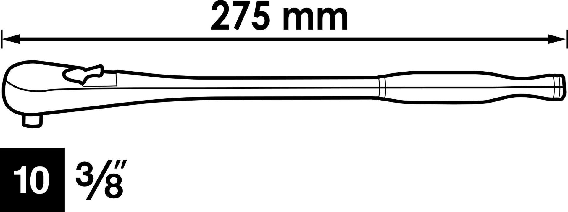 VIGOR Feinzahn-Umschaltknarre ∙ lange Ausführung ∙ V4945 ∙ 3/8 Zoll (10 mm) Vierkant massiv ∙ 275 mm Produktbild img4 L