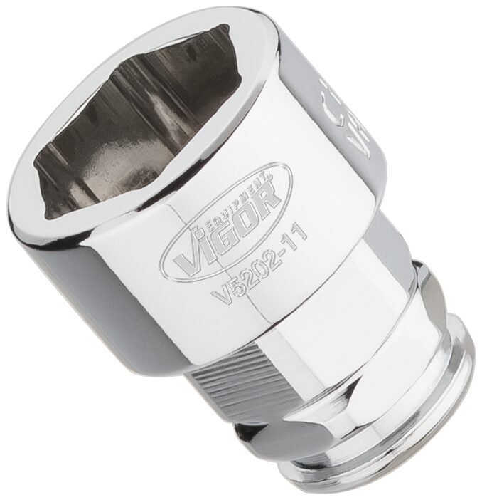 VIGOR Steckschlüsseleinsatz ∙ superflach ∙ V5202-11 ∙ 1/4 Zoll (6,3 mm) Vierkant hohl ∙ Außen Sechskant Profil ∙ SW 11 mm Produktbild img1 L