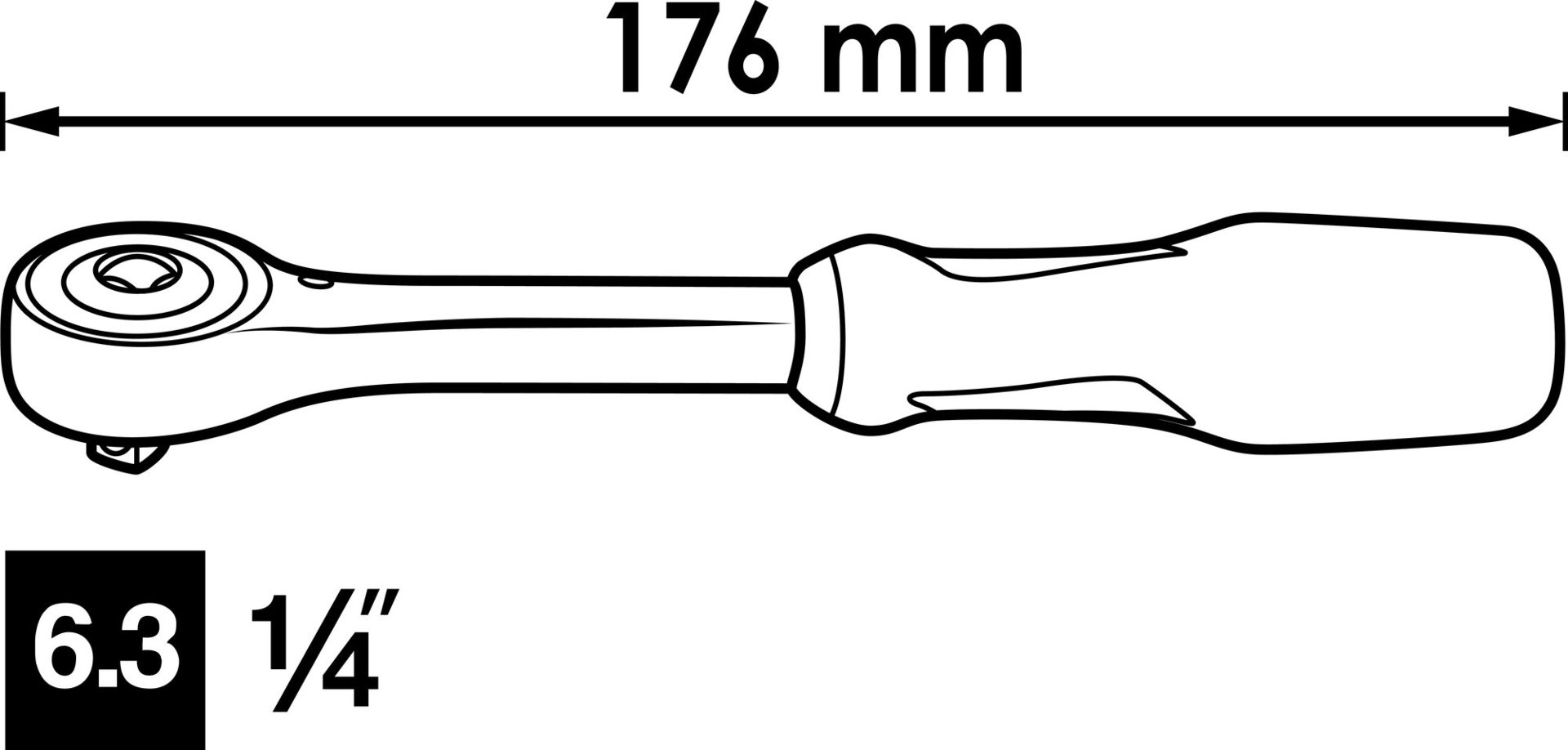 VIGOR 360° Drehgriff-Umschaltknarre ∙ V5436 ∙ 1/4 Zoll (6,3 mm) Vierkant massiv ∙ 176 mm Produktbild img9 L