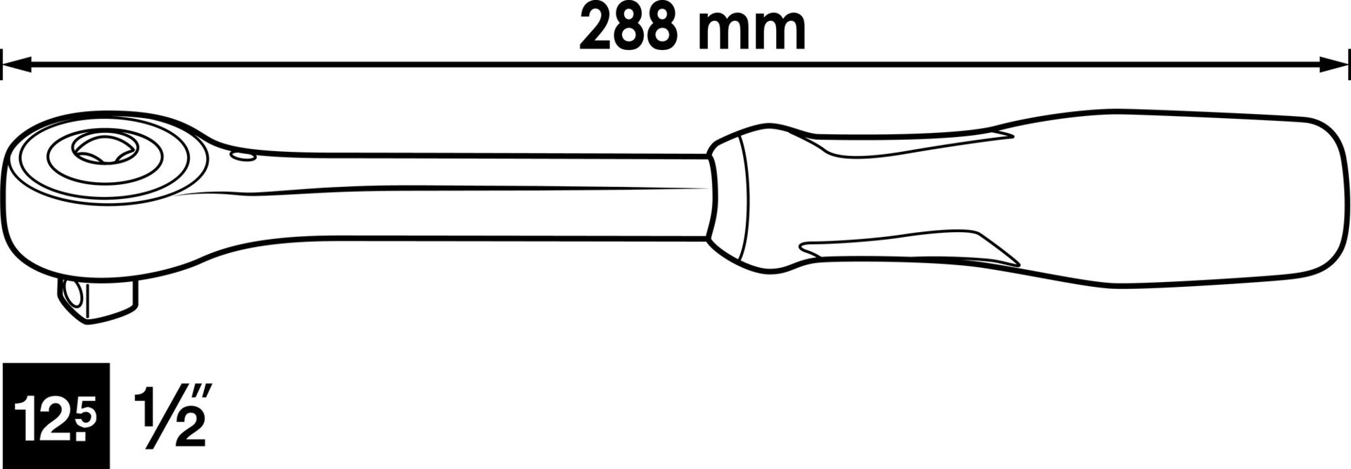 VIGOR 360° Drehgriff-Umschaltknarre ∙ V5437 ∙ 1/2 Zoll (12,5 mm) Vierkant massiv ∙ 288 mm Produktbild img11 L