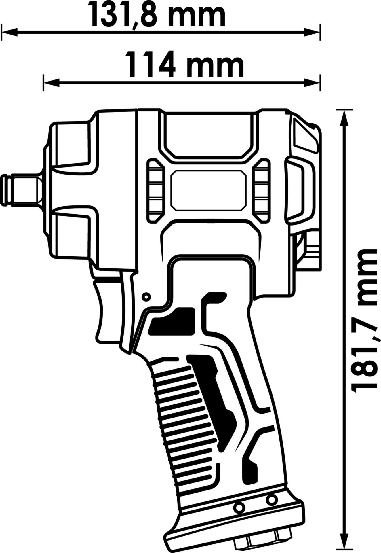 VIGOR Mini Schlagschrauber ∙ V5671N ∙ Lösemoment maximal [Nm]: 1200 Nm ∙ 1/2 Zoll (12,5 mm) Vierkant massiv ∙ Jumbohammer-Schlagwerk Produktbild img13 L