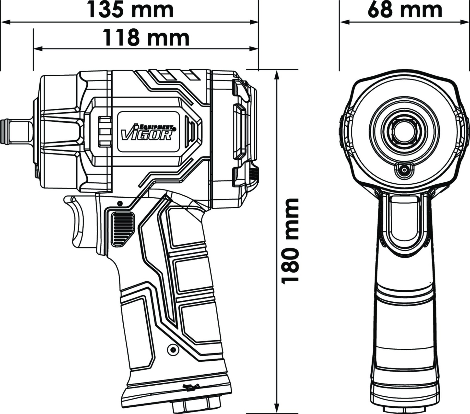 VIGOR Schlagschrauber ∙ V5771 ∙ Lösemoment maximal [Nm]: 1200 Nm ∙ 1/2 Zoll (12,5 mm) Vierkant massiv Produktbild img7 L