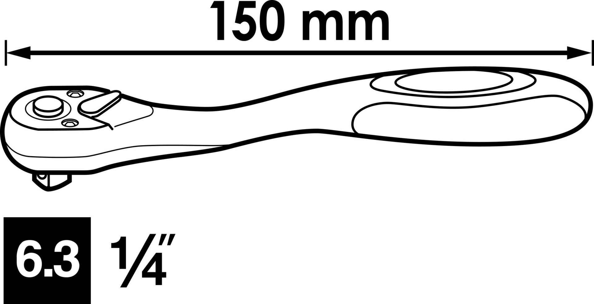 VIGOR Feinzahn-Umschaltknarre ∙ V6014 ∙ 1/4 Zoll (6,3 mm) Vierkant massiv ∙ 150 mm Produktbild img4 L