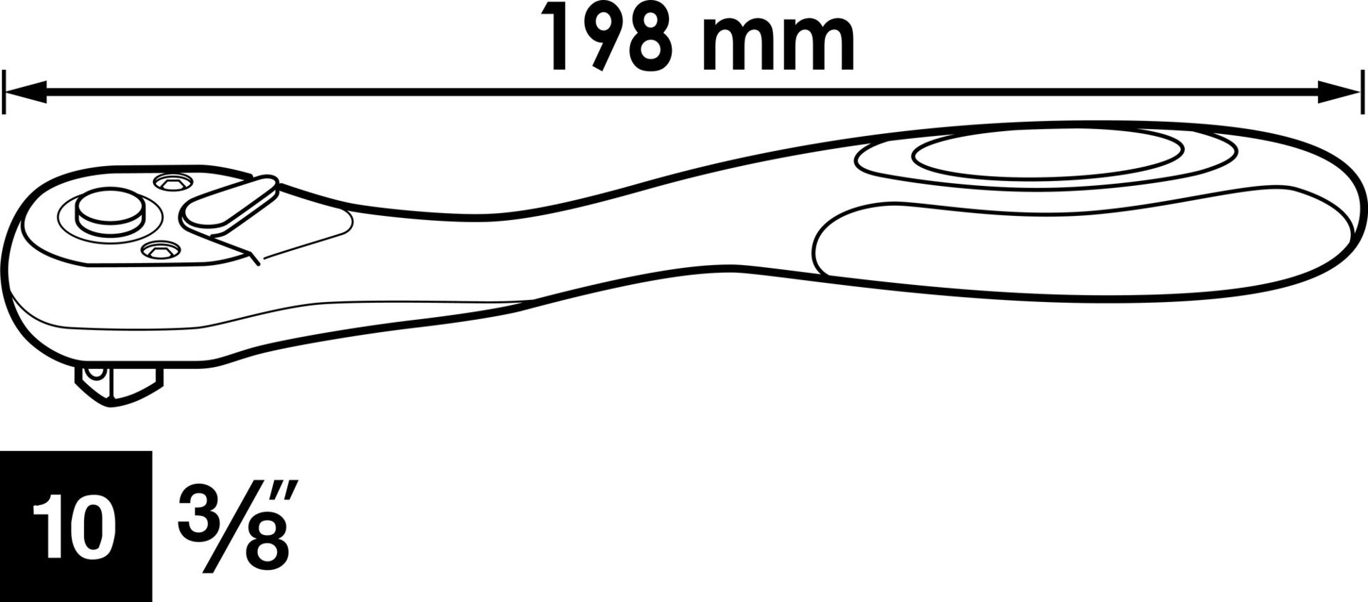 VIGOR Feinzahn-Umschaltknarre ∙ V6038 ∙ 3/8 Zoll (10 mm) Vierkant massiv ∙ 198 mm Produktbild img15 L