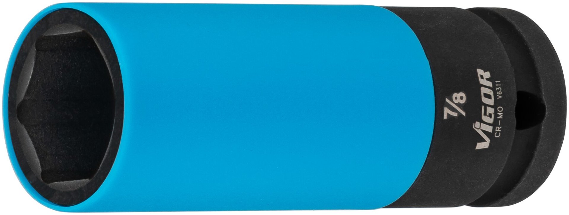 VIGOR Schlagschrauber Steckschlüsseleinsatz ∙ TESLA ∙ V6311 ∙ 1/2 Zoll (12,5 mm) Vierkant hohl ∙ Außen Sechskant Profil ∙ SW 22,2 mm Produktbild img1 L