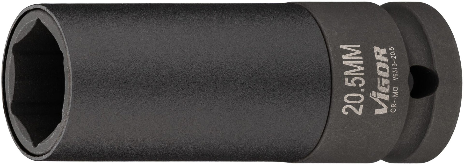 VIGOR Schlagschrauber Steckschlüssel ∙ V6313-20.5 ∙ 1/2 Zoll (12,5 mm) Vierkant hohl ∙ Außen Sechskant Profil ∙ 80 mm Produktbild img1 L