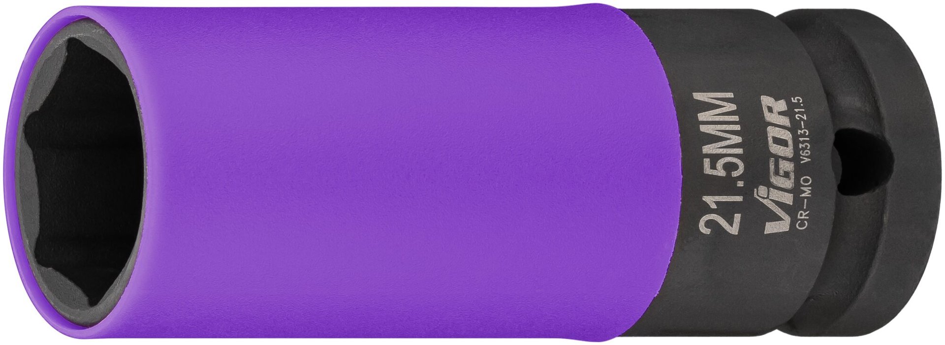 VIGOR Schlagschrauber Steckschlüssel ∙ V6313-21.5 ∙ 1/2 Zoll (12,5 mm) Vierkant hohl ∙ Außen Sechskant Profil ∙ 80 mm Produktbild img1 L